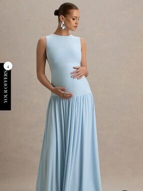 Maternity Maxi Dress With Pleated Skirt